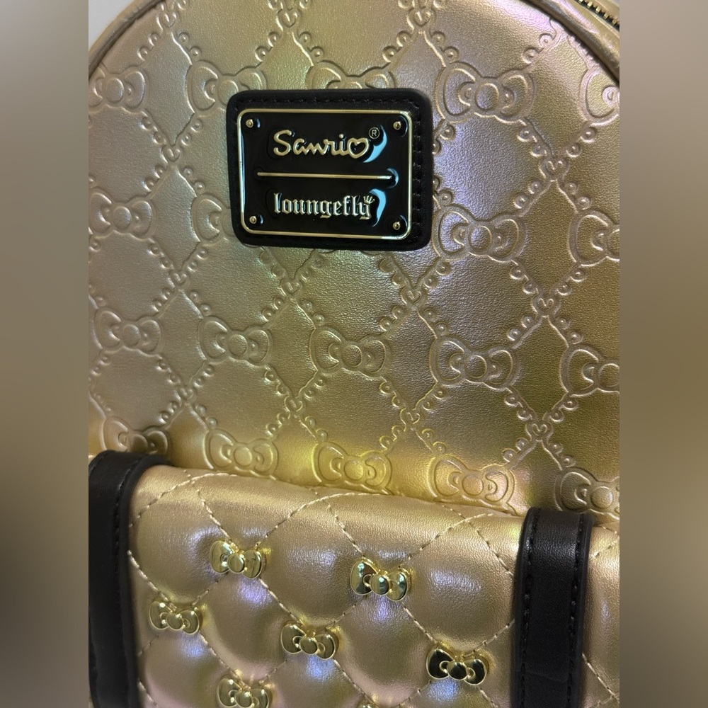 Hello Kitty Loungefly Sanrio Metallic Gold Backpack 50th Anniversary - Picture 12 of 12